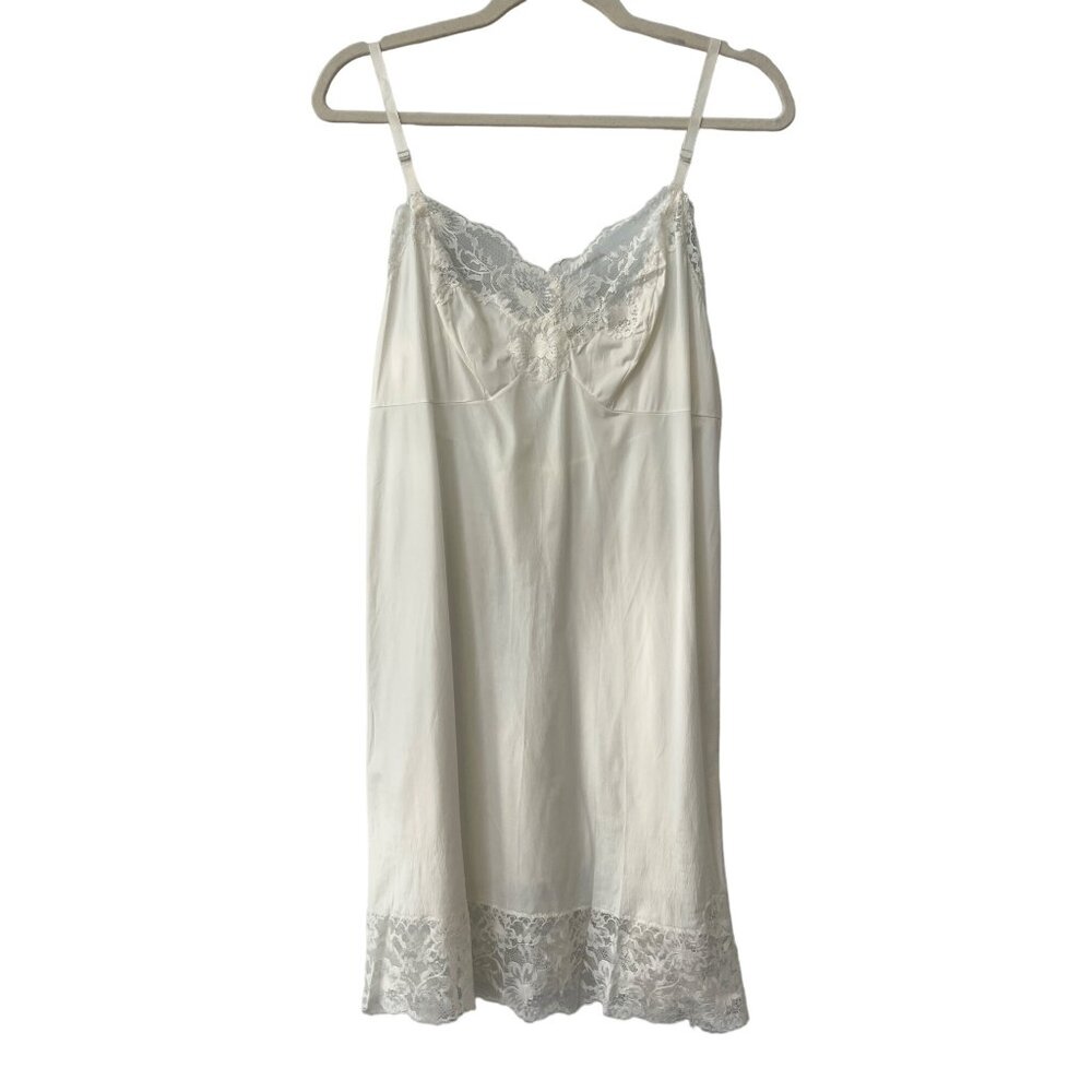 Vintage 50s Van Raalte Ivory Lace Slip Dress Women 36 Small White Fairy Coquette